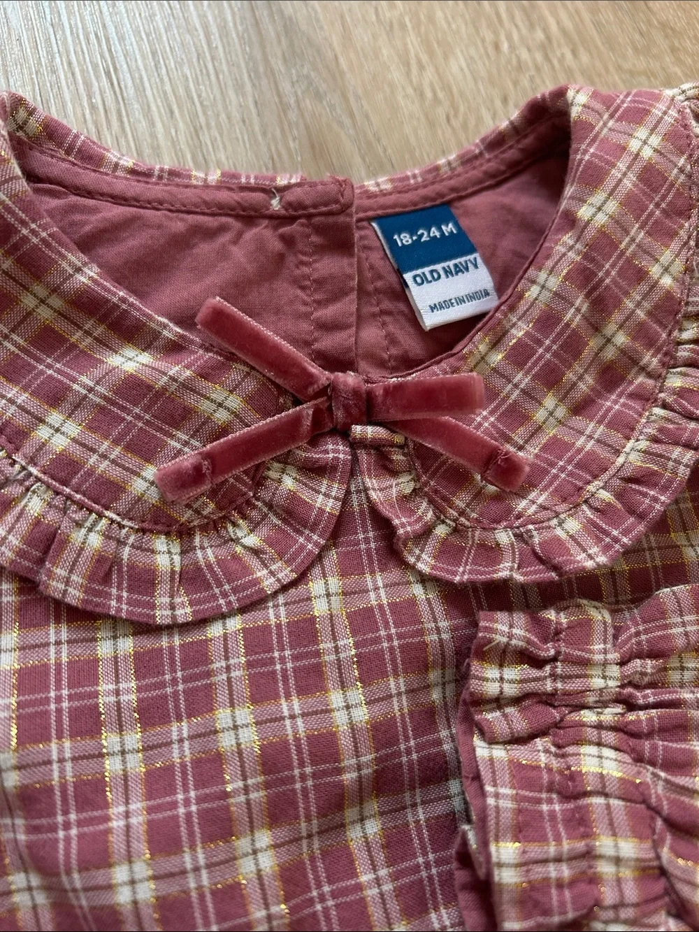 Old Navy Red Plaid Long-Sleeve Baby One-Piece